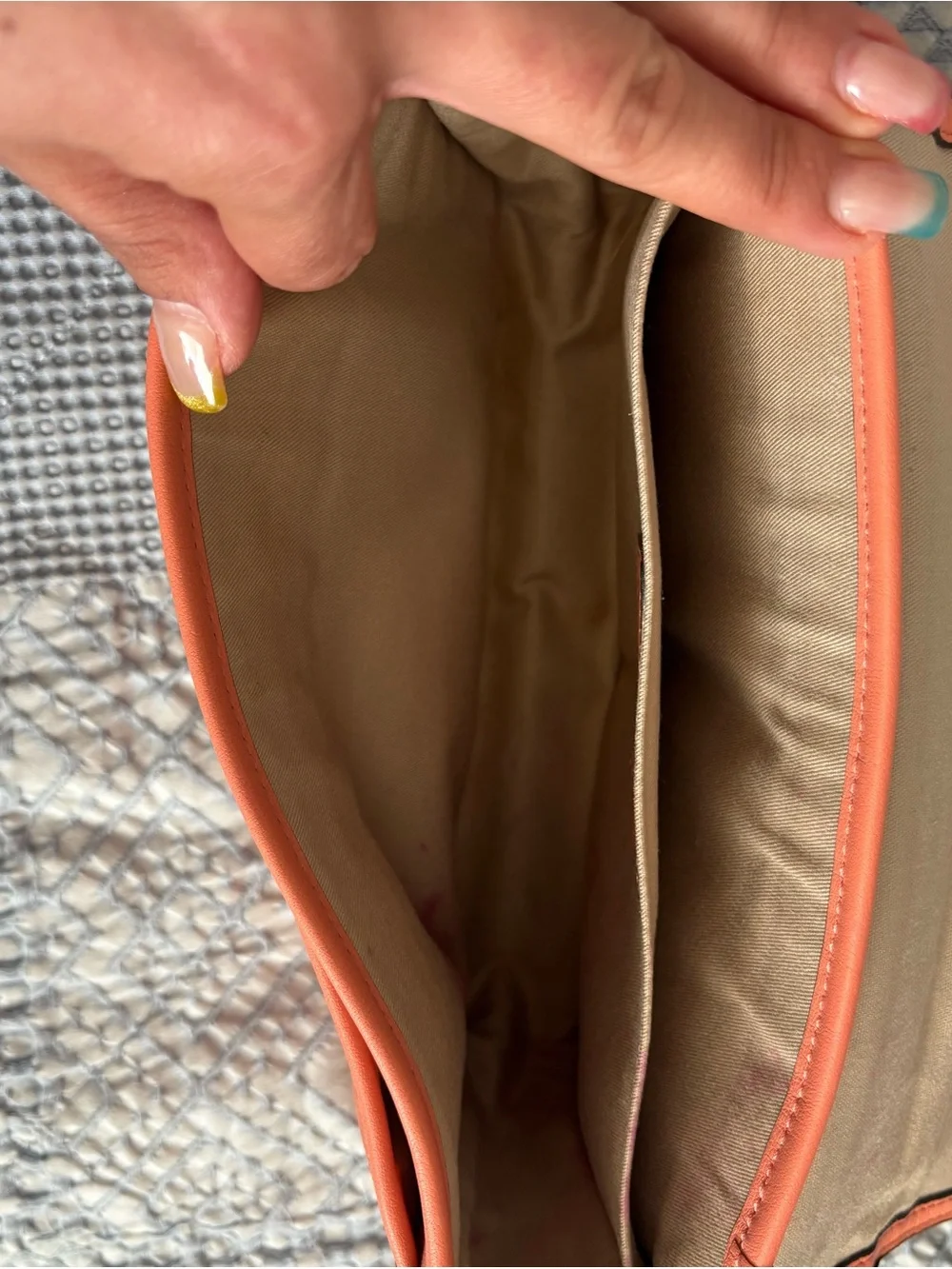 Coach Peach/Coral Perforated Leather Crossbody Bag